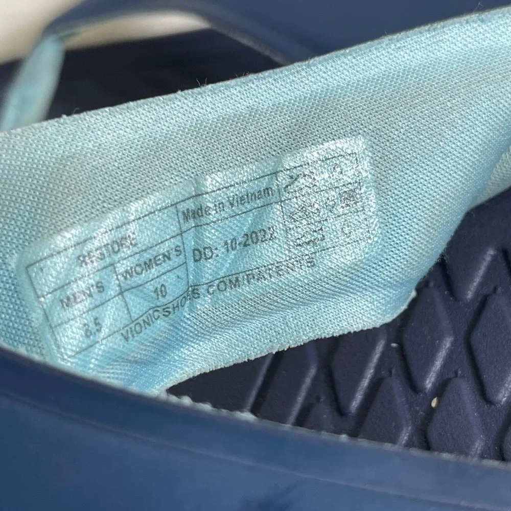 Vionic‎ Restore Navy Blue Recovery Thong Sandals Slip On Women's 10 US